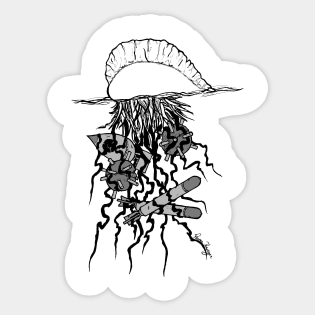 Man O' Warhead Sticker by W164